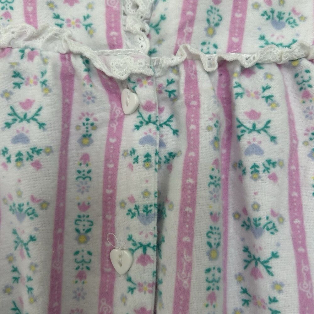 Lanz of Salzburg Floral Flannel Nightgown 1X Lace Rosey Tyrolean Pattern Cottage - Picture 6 of 12